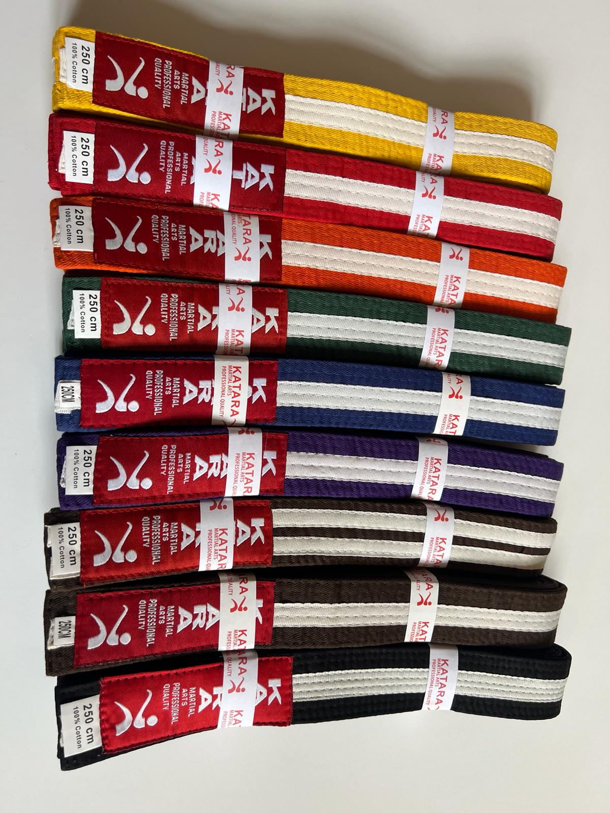 Playwell Ceinture D'arts Martiaux 100 % Coton De Couleur Unie 340 Cm, Noir/blanc